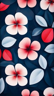 蓝底粉色花卉图案设计