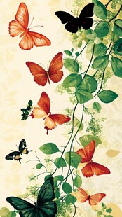 蝴蝶与藤蔓的梦幻插画