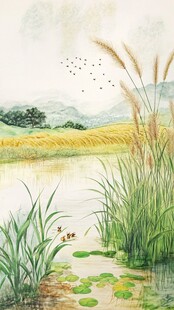 田园水乡湖畔自然景致