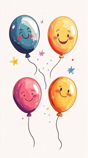 欢乐笑脸气球插画