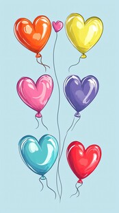 心形气球插画 多彩浪漫氛围