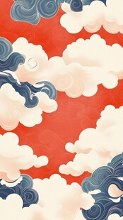 中式红底云纹梦幻背景图