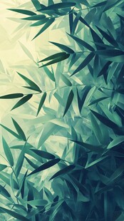 翠绿竹叶的抽象艺术图景