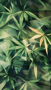 翠绿竹叶的梦幻几何图案
