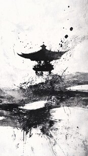 水墨写意中的中式亭阁意境