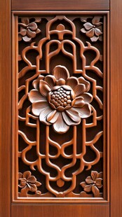 中式木雕花卉镂空装饰图案