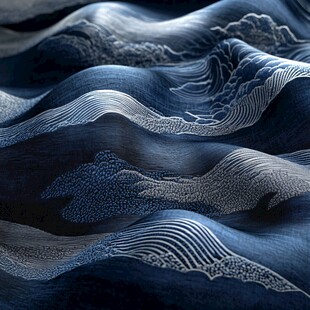 蓝底海浪纹理艺术图案