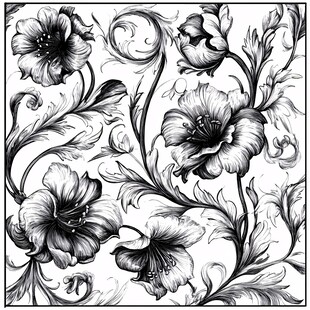 黑白花卉装饰图案设计