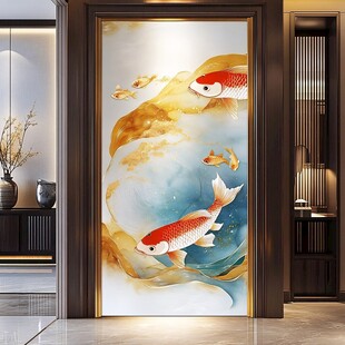 中式玄关锦鲤艺术装饰画