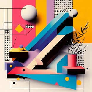 几何抽象艺术创意场景图