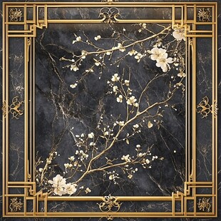 黑金中式梅花纹理装饰图