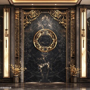 奢华黑金大理石装饰背景墙