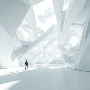 未来感白色几何空间建筑