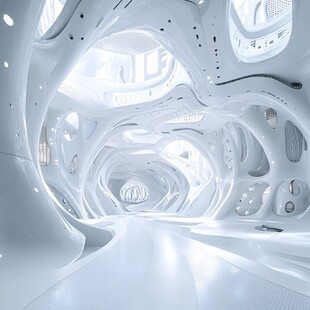 未来感白色奇幻建筑空间