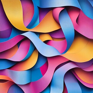 多彩动感立体纸艺抽象图案