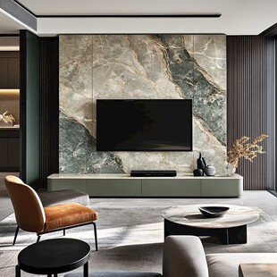 现代风客厅大理石电视背景墙
