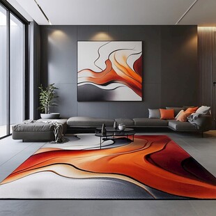 现代客厅 艺术挂画与个性地毯