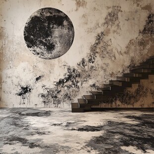 月球主题复古风室内场景