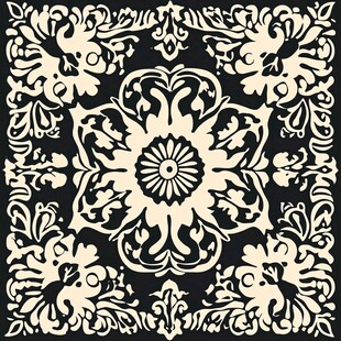 复古黑白花卉装饰图案