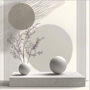简约几何与植物艺术摆件
