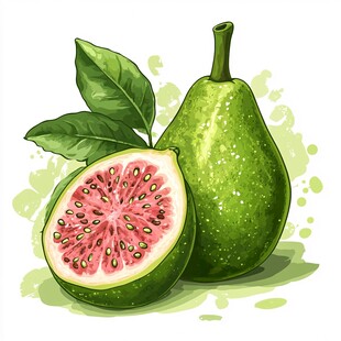 清新手绘番石榴果实插画