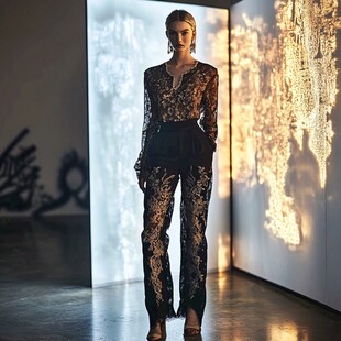 时尚模特身着华丽服饰展示