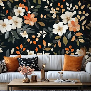 花卉壁纸装点温馨客厅空间