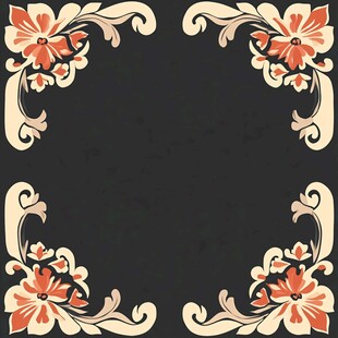 复古花卉边框装饰图案