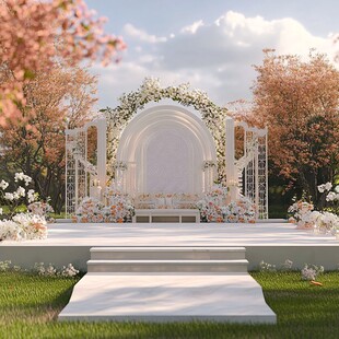 户外梦幻白色花卉婚礼场地