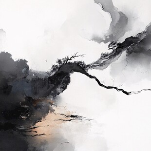 水墨孤枝意境图