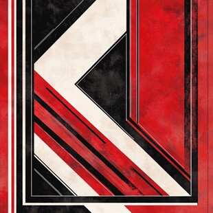 红黑白几何抽象艺术图案