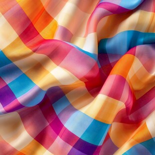 彩色格子丝绸面料纹理