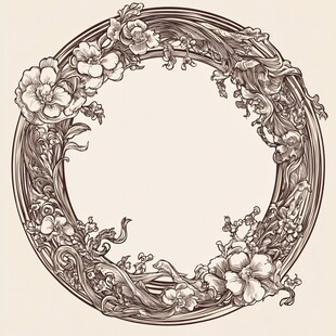 复古花卉环形装饰图案