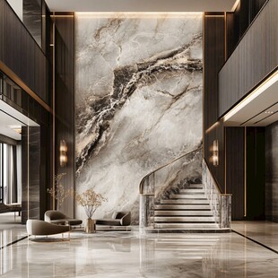 豪华大理石大厅与旋转楼梯