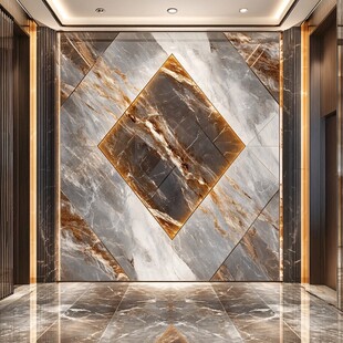 奢华大理石电梯间墙面设计