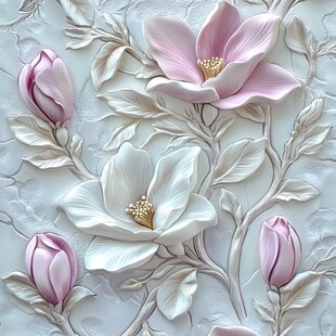 玉兰花浮雕 优雅花卉艺术