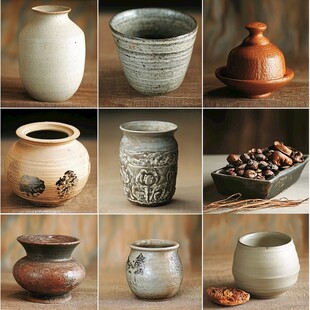 各式精美陶艺器皿展示