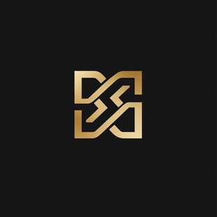 金色交织几何标志设计