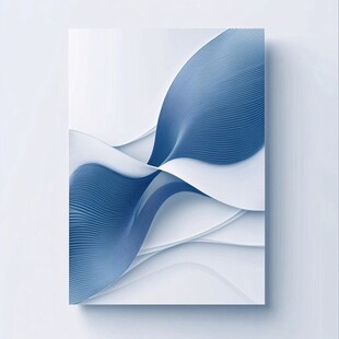 蓝白抽象动感线条艺术画