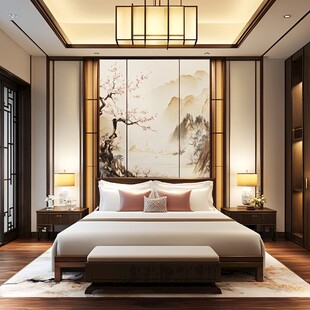 新中式雅致卧室室内设计图