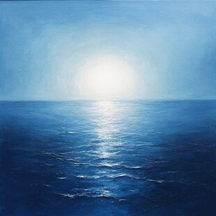海上日出 静谧蓝色海洋