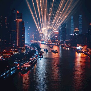 璀璨都市江景夜景灯光秀