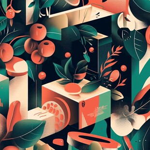 立体果蔬插画 自然与几何