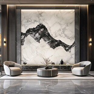 现代中式客厅大理石背景墙