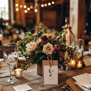 浪漫复古风婚礼餐桌布置