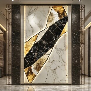 奢华大理石拼花玄关背景墙