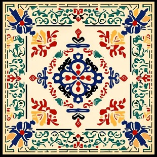 传统民族风几何花卉图案