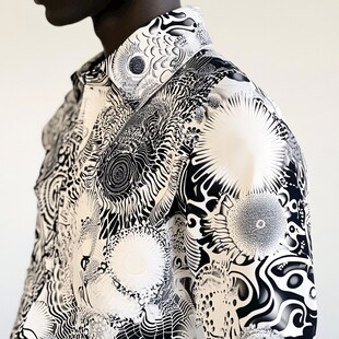 黑白印花男士时尚衬衫