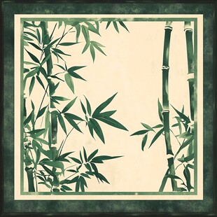 中式水墨风竹林雅致插画