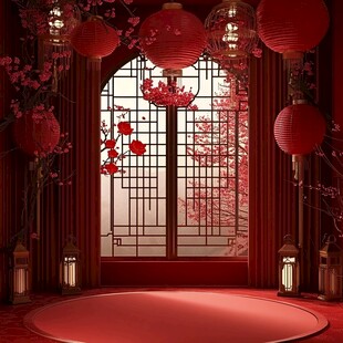 中式红韵 窗景灯笼之美